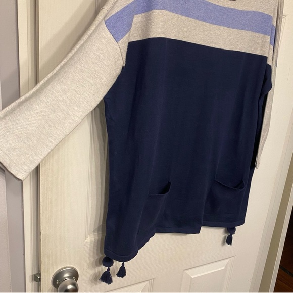Lilly Pulitzer Navy and Gray Striped Top 3/4 sleeve small - Picture 4 of 12